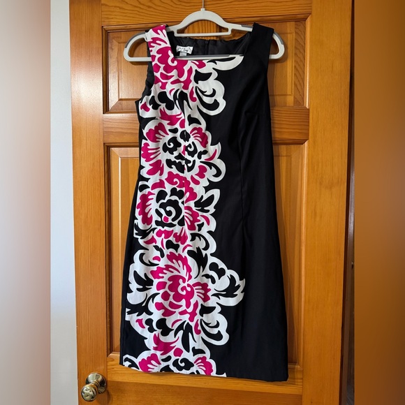 Alyx Strapless Black Dress with Pink Floral Design Size 8 - Picture 1 of 4